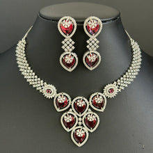Ruby CZ diamond Necklace,Indian Pakistani wedding Jewelry,Mother of the Bride,Crystal Necklace, Bridesmaid, Gift for her