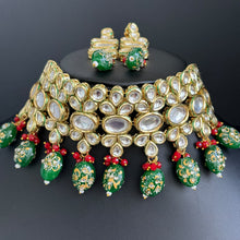 Green Jadau Kundan Rajwada Necklace, Bollywood Jewelry Indian Pakistani Wedding Jewelry