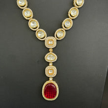 Ruby Gold Victorian Sabyasachi inspired uncut polki Kundan Pendant Necklace,Indian Bridal Jewelry,Bollywood Sabyasachi Necklace