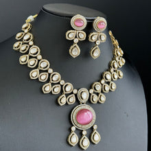 Pink Victorian moissanite polki Necklace,Sabyasachi Necklace, Statement Necklace,Semi Precious Necklace,Designer necklace, Indian wedding