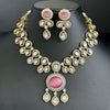 Pink Victorian moissanite polki Necklace,Sabyasachi Necklace, Statement Necklace,Semi Precious Necklace,Designer necklace, Indian wedding