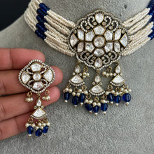 Blue victorian Polki Kundan necklace, Sabyasachi Designer necklace,Bollywood, Indian Pakistani Jewelry for Wedding, bridal jewelry