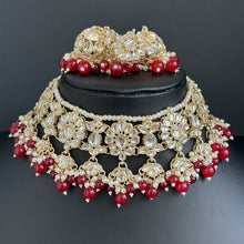 Maroon Pearl Kundan Necklace set/Indian Jewelry/Pakistani necklace/indian wedding set/Bridal necklace set/bollywood jewelry/punjabi jewelry