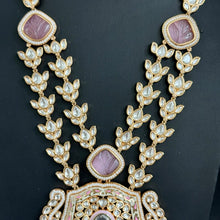 Pink Premium gold plated Kundan silver foil Mala Necklace/Long Necklace/Indian Jewelry/Pendent Set/Rani haar/Bridal Necklace/Indian Wedding