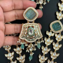 Mint Premium gold plated Kundan silver foil Mala Necklace/Long Necklace/Indian Jewelry/Pendent Set/Rani haar/Bridal Necklace/Indian Wedding