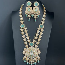 Mint Premium gold plated Kundan silver foil Mala Necklace/Long Necklace/Indian Jewelry/Pendent Set/Rani haar/Bridal Necklace/Indian Wedding
