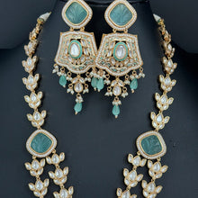 Mint Premium gold plated Kundan silver foil Mala Necklace/Long Necklace/Indian Jewelry/Pendent Set/Rani haar/Bridal Necklace/Indian Wedding