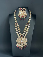 Ruby Premium gold plated Kundan silver foil Mala Necklace/Long Necklace/Indian Jewelry/Pendent Set/Rani haar/Bridal Necklace/Indian Wedding