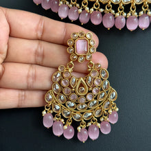 Bridal Pink Gold Polki Kundan necklace set/Statement necklace Set/Indian Jewelry/Pakistani Jewelry set/Wedding necklace/Bridal necklace