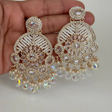 Polki Stone Kundan chandbali Earrings/Kundan Stone Chandbali/Indian Earrings/pearl Earring/Pakistani Earrings/Statement Earrings