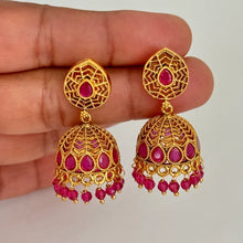 Gold Plated Polki Earrings/Polki Jhumka/Indian Earrings/pearl Earrings/Pakistani Earrings/Punjabi Earrings/Long chandelier/Wedding/Bridal