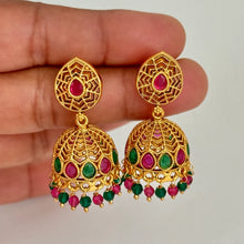 Gold Plated Polki Earrings/Polki Jhumka/Indian Earrings/pearl Earrings/Pakistani Earrings/Punjabi Earrings/Long chandelier/Wedding/Bridal