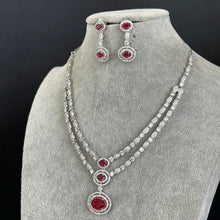 Ruby CZ diamond necklace, American Diamond wedding necklace, Cz jewelry, Indian, Pakistani, Punjabi wedding jewelry, Bridal necklace