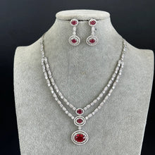 Ruby CZ diamond necklace, American Diamond wedding necklace, Cz jewelry, Indian, Pakistani, Punjabi wedding jewelry, Bridal necklace