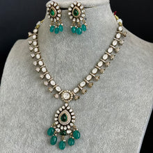 Green Victorian moissanite polki Necklace,Sabyasachi Necklace, Statement Necklace,Semi Precious Necklace,Designer necklace, Indian wedding