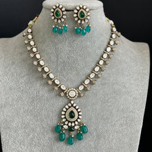 Green Victorian moissanite polki Necklace,Sabyasachi Necklace, Statement Necklace,Semi Precious Necklace,Designer necklace, Indian wedding