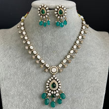 Green Victorian moissanite polki Necklace,Sabyasachi Necklace, Statement Necklace,Semi Precious Necklace,Designer necklace, Indian wedding