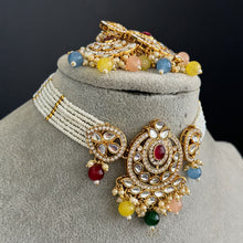 Multi Kundan Necklace Set, Pearl Kundan Choker, Bollywood Jewelry, Indian Pakistani jewelry for wedding