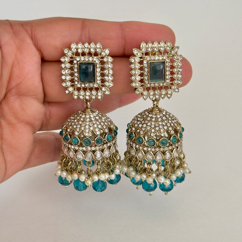 Antique Polki kundan Jhumka/stone Jhumka/Indian Jewelry/Pakistani Jewelry/Punjabi Jewelry/Statement earrings/Bridal earring/Indian wedding