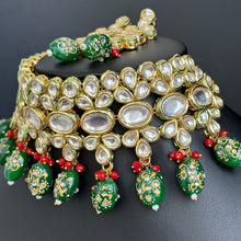 Green Jadau Kundan Rajwada Necklace, Bollywood Jewelry Indian Pakistani Wedding Jewelry