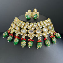 Green Jadau Kundan Rajwada Necklace, Bollywood Jewelry Indian Pakistani Wedding Jewelry