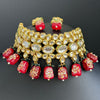 Ruby Red Jadau Kundan Rajwada Necklace, Bollywood Jewelry Indian Pakistani Wedding Jewelry