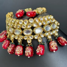 Ruby Red Jadau Kundan Rajwada Necklace, Bollywood Jewelry Indian Pakistani Wedding Jewelry