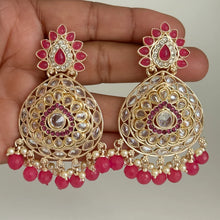 Polki Stone Kundan chandbali Earrings/Kundan Stone Chandbali/Indian Earrings/pearl Earring/Pakistani Earrings/Statement Earrings