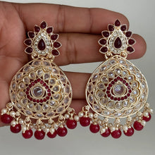 Polki Stone Kundan chandbali Earrings/Kundan Stone Chandbali/Indian Earrings/pearl Earring/Pakistani Earrings/Statement Earrings