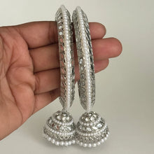 Bollywood Style Silver Mirror Pearl Bangles Set/Punjabi Mirror chuda bangles set/Bridal bangles/Statement/Indian Wedding /Chuda Set