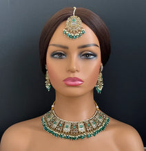 Green Polki Kundan Necklace set/Statement Necklace Set/Indian Jewelry/Pakistani Jewelry set/Wedding necklace/Bridal necklace/Indian