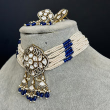 Blue victorian Polki Kundan necklace, Sabyasachi Designer necklace,Bollywood, Indian Pakistani Jewelry for Wedding, bridal jewelry
