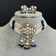 Blue victorian Polki Kundan necklace, Sabyasachi Designer necklace,Bollywood, Indian Pakistani Jewelry for Wedding, bridal jewelry