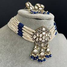 Blue victorian Polki Kundan necklace, Sabyasachi Designer necklace,Bollywood, Indian Pakistani Jewelry for Wedding, bridal jewelry