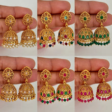 Gold Plated Polki Earrings/Polki Jhumka/Indian Earrings/pearl Earrings/Pakistani Earrings/Punjabi Earrings/Long chandelier/Wedding/Bridal