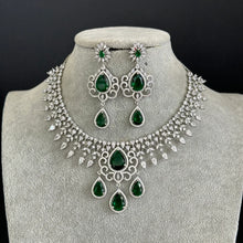 Emerald Green CZ diamond Bridal Necklace Jewelry, Prom Jewelry, Mother of the Bride CZ Crystal Necklace, Bridesmaid, Graduation gift