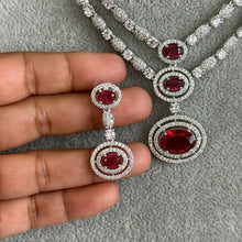 Ruby CZ diamond necklace, American Diamond wedding necklace, Cz jewelry, Indian, Pakistani, Punjabi wedding jewelry, Bridal necklace