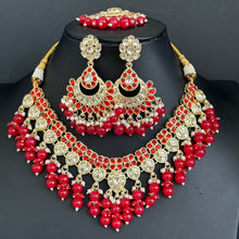 Red Pearl Kundan Necklace, Kundan jewelry, Indian Pakistani Wedding Jewelry