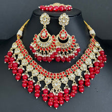 Red Pearl Kundan Necklace, Kundan jewelry, Indian Pakistani Wedding Jewelry