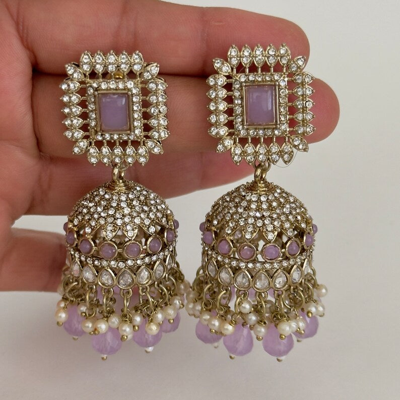Antique Polki kundan Jhumka/stone Jhumka/Indian Jewelry/Pakistani Jewelry/Punjabi Jewelry/Statement earrings/Bridal earring/Indian wedding