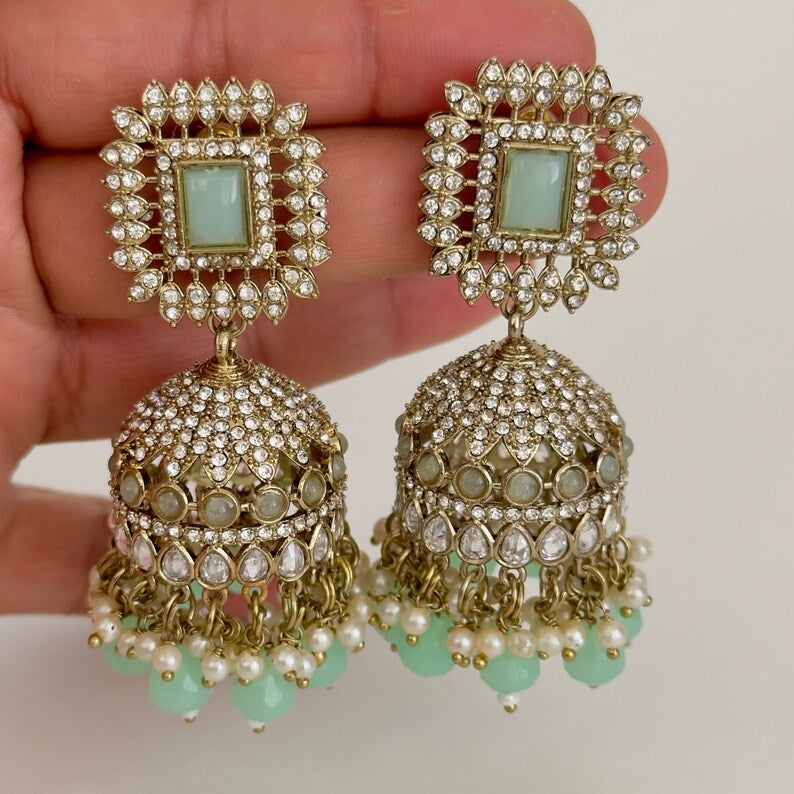 Antique Polki kundan Jhumka/stone Jhumka/Indian Jewelry/Pakistani Jewelry/Punjabi Jewelry/Statement earrings/Bridal earring/Indian wedding