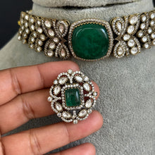 Green Doublet Victorian Sabyasachi-inspired Moissanite polki Kundan choker Necklace, Indian Bridal Jewelry ,Bollywood Sabyasachi Necklace