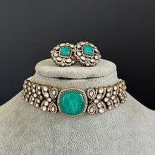 Green Doublet Victorian Sabyasachi-inspired Moissanite polki Kundan choker Necklace, Indian Bridal Jewelry ,Bollywood Sabyasachi Necklace