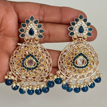 Polki Stone Kundan chandbali Earrings/Kundan Stone Chandbali/Indian Earrings/pearl Earring/Pakistani Earrings/Statement Earrings