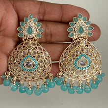 Polki Stone Kundan chandbali Earrings/Kundan Stone Chandbali/Indian Earrings/pearl Earring/Pakistani Earrings/Statement Earrings