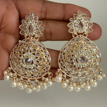 Polki Stone Kundan chandbali Earrings/Kundan Stone Chandbali/Indian Earrings/pearl Earring/Pakistani Earrings/Statement Earrings