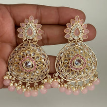 Polki Stone Kundan chandbali Earrings/Kundan Stone Chandbali/Indian Earrings/pearl Earring/Pakistani Earrings/Statement Earrings