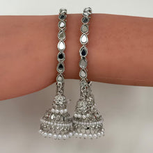 Bollywood Style Silver Mirror Pearl Bangles Set/Punjabi Mirror chuda bangles set/Bridal bangles/Statement/Indian Wedding /Chuda Set