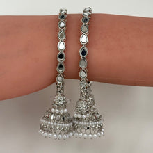 Bollywood Style Silver Mirror Pearl Bangles Set/Punjabi Mirror chuda bangles set/Bridal bangles/Statement/Indian Wedding /Chuda Set