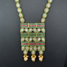RubyGreen Kundan Meenakari Long Necklace set/Indian Jewelry/Gold Long necklace/Rani haar/Indian wedding /Bridal necklace Bollywood necklace